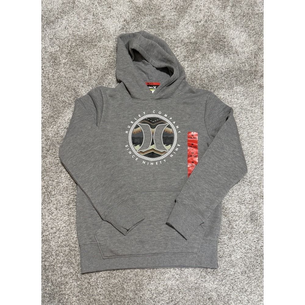 Hurley Youth Fleece Hoodie Pullover Grey - Medium 10/12 Heather NEW COOL DESIGN‎
